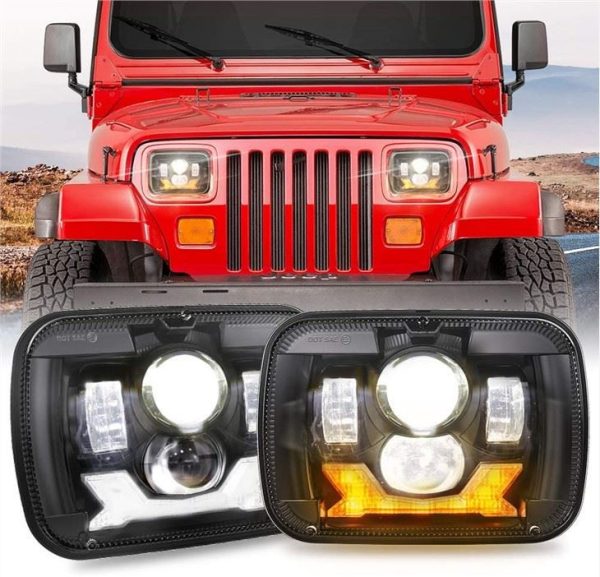 1987-1995 Jeep YJ Led Farlar 5x7 Projektör Farları Jeep Wrangler Kare Farlar