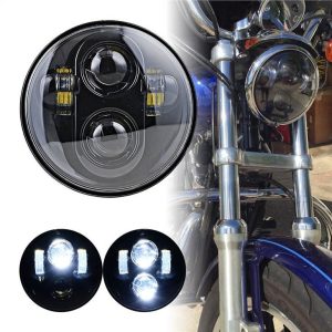 Motosiklet H4 Fiş Krom Siyah Far Otomatik Işık Sistemi için 40W 5.75 inç LED Far