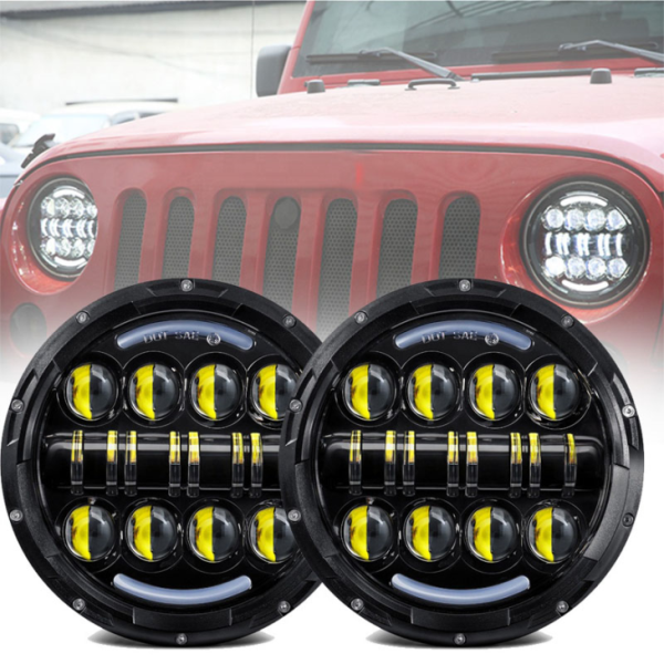 7 Inç Led Far 80 W Gündüz Çalışan Işık Dönüş Sinyali Ile Jeep Wrangler JK Için