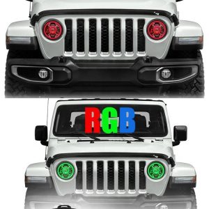 9 Inç Renk Değiştirme RGB Led Halo Işıkları Için Jeep Wrangler JL 2018 2019