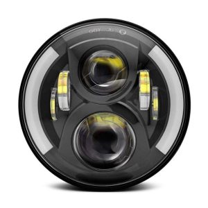 Oto Projektör LED Far Halo Melek Gözler DRL Araba Motosiklet Için 7 Inç LED Far 7 '' Yuvarlak LED Far