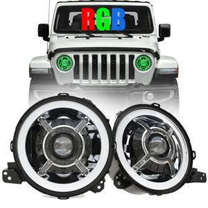 Yeni Varış Renk Değiştirme 9 Inç Led Halo Işıkları Jeep Wrangler JL 2018 + RGB JL Led Farlar