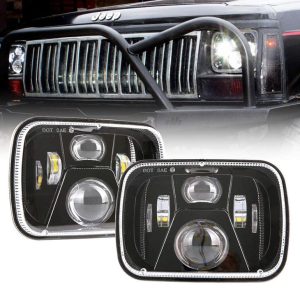 5x7 Inç LED Dikdörtgen Far 60 W Ile Hi / Lo Işın Jeep YJ XJ MJ Için & Off-road