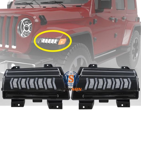 Morsun Ön Çamurluk 2018+ Için Sıralı Dönüş Sinyalleri Ile Led Gündüz Çalışan Işık Jeep Wrangler JL Sahara Rubicon