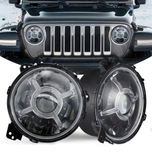 Yeni 9 Inç Yuvarlak LED Farlar Halo DRL Jeep Wrangler JL 2018 2019 Için Gündüz Farları Ile Yükseltilmiş Yüksek Düşük Işın Far